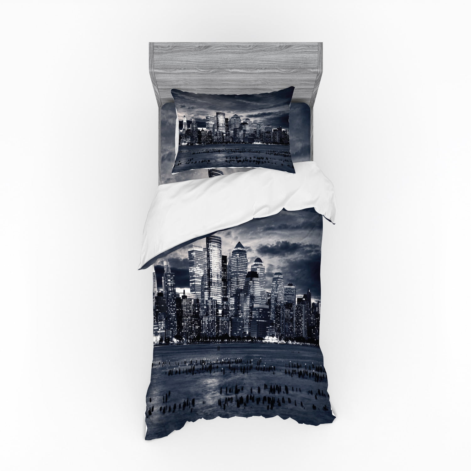 Sinis Pasen Minimaliseren City Duvet Cover Set, Dramatic View of New York Skyline from the Jersey  Side Clouds Buildings Urban, Bedding Set with Shams and Fitted Sheet, 3  Sizes, by Ambesonne - Walmart.com