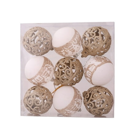 

BONYOUN 9Pcs Hollow Glitter Christmas Balls Pendant Plastic Delicate Craft Festival Balls Pendants Party Supplies