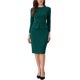 thumbnail image 2 of Vestido de trabajo ajustado de peplum para mujer INSPIRE CHIC, cuello redondo, de manga larga, cintura alta, midi, XS, verde oscuro, 2 of 6