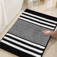 thumbnail image 5 of KeirineCC Bathroom Rugs 23.6x 15.7Inch, Luxury Chenille with Non Slip Bottom Liner Washable Bath mats, Absorbent Shower Carpets, Machine Washable, Quick Dry, Ruggable, Black & White Stripe, 5 of 6