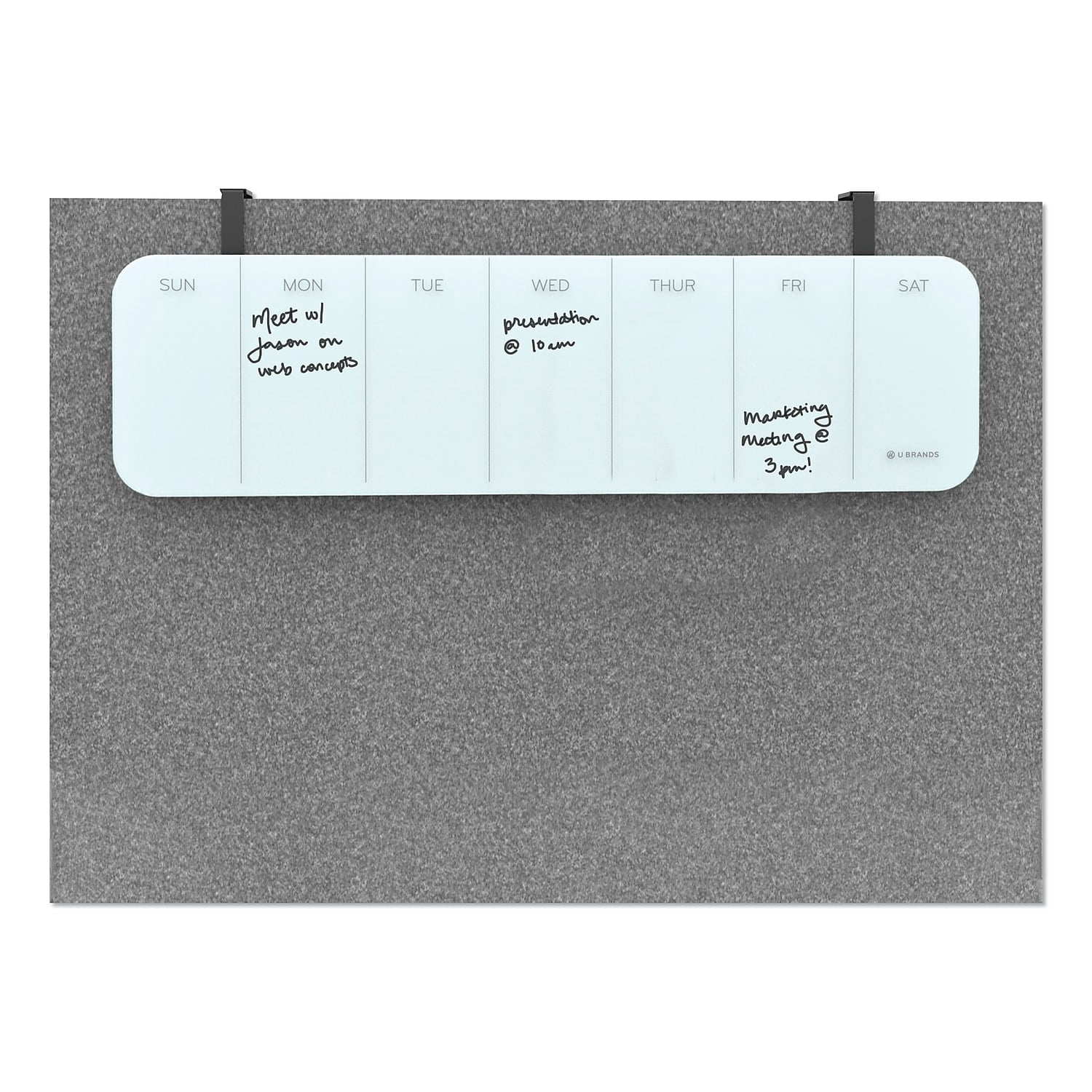 U Brands Cubicle Glass Dry Erase Undated One Week Calendar Board 20 x 5.5 White 3688U00-01