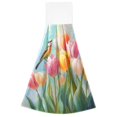 thumbnail image 7 of Haosy 2 Pack Kitchen Wash Cloths with Hanging Loops Absorbent Absorbent Quick Drying Hand Towels, Watercolor Bird Tulip, 7 of 7