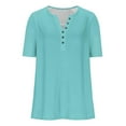 thumbnail image 6 of UQJfacai Womens V Neck Henley Tops Plus Size Raglan Tunic T Shirts Summer Short Sleeve Loose Casual Basic Tees Shirts S-5XL, 6 of 8