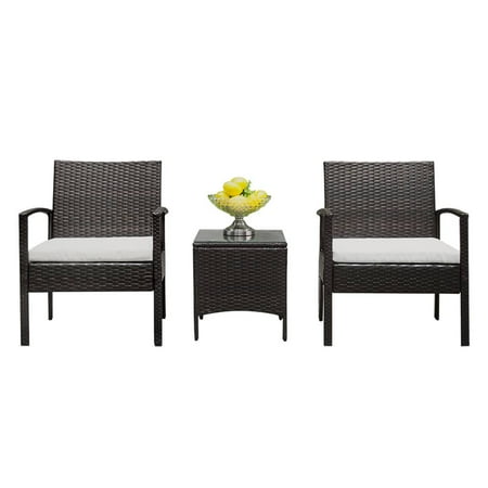 3pcs PE Rattan Sofa Set Living Room Balcony Outdoor Garden Cushion Sofa Table Home Furniture