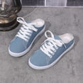thumbnail image 2 of BOERTEU Women Frayed Edge Canvas Mule Sneakers, Lace Up Slip On Backless Casual Flat Shoes, Lightweight Non-Slip Walking Loafers for Daily Wear, 2 of 10