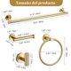 thumbnail image 3 of TNOMS Oro Cepillado Juego de 5 Piezas para Ba&ntilde;o, Toallero de Acero Inoxidable SUS304, Kit de Accesorios de Ba&ntilde;o de 24 Pulgadas para Montaje en Pared, 3 of 7