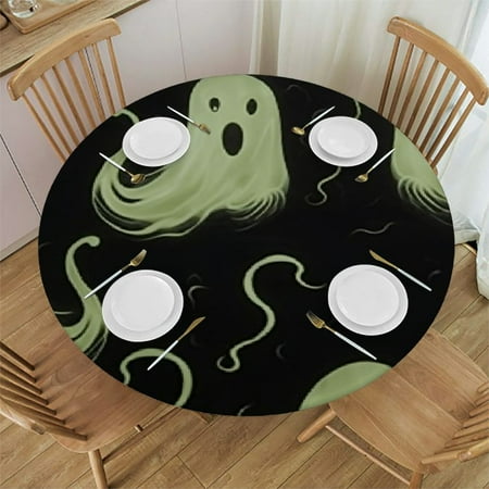

Wllo0ord Funny Ghost Round Table Cloths Waterproof Table Cover for Kitchen Dining Party Heat Resistant Tablecloths Tabletop Decorations 38-42