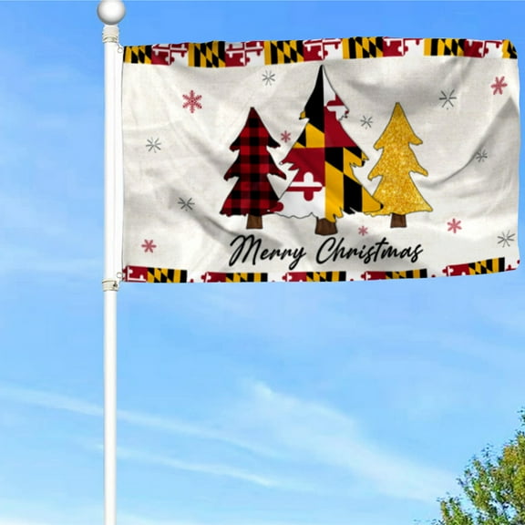 Bayyon Maryland Christmas Grommet Flag Christmas Decor Flag Banner with Grommets 3x5Feet Man cave Decor