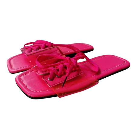 

absuyy Slide Sandals for Women- Fashion Casual Solid Open Toe New Style Summer Flat Slide Sandals #694 Hot Pink-6