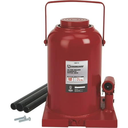 Strongway 50-Ton Hydraulic Bottle Jack with Welded Base