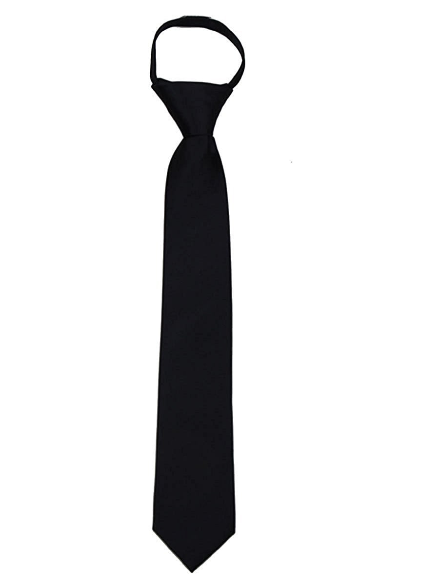 Black 2 Pcs Boys Zipper Ties Adjustable Neck Strap Tie Pre-tied Clip-On Neckties for Boys Girls