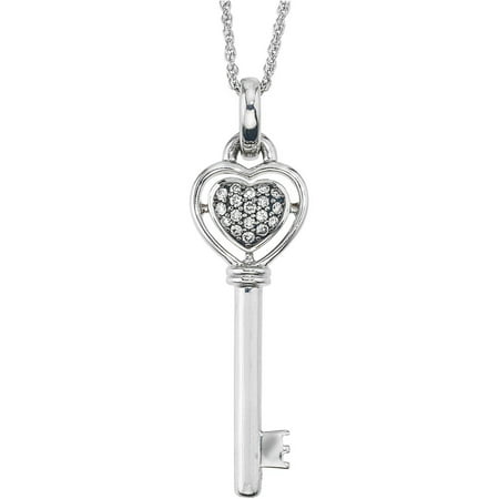0.20 Carat T.W. Diamond Sterling Silver Key to Heart Pendant (Grey Diamonds)
