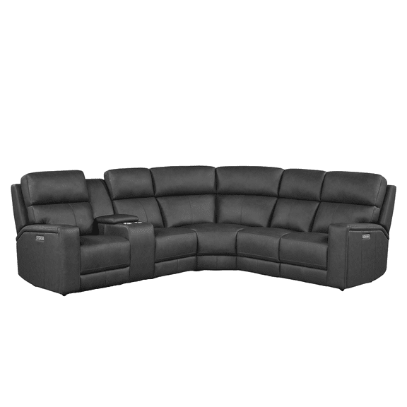 105.5" Top Grain Leather Reclining Sectional, 3 Power Recliners，Adjustable Headrest & Extendable Legs