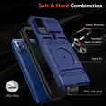thumbnail image 6 of Designed for Moto G Power 2022 Card Holder Case with 360°Rotatable Ring Holder Kickstand,2-Layer Heavy Duty Shockproof Rugged Hybrid Hard PC Soft Rubber Case For Motorola Moto G Power 2022,Blue, 6 of 7