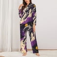 thumbnail image 2 of Fuzoiu Astronaut Floating purple Space Print Women's Long-Sleeved Pajama,Lounge Button Down Nightwear,Womens Notch Collar Pajama Set-Large, 2 of 7