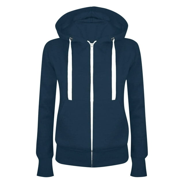 Women Long Sleeve Patchwork Solid Color Hooded Zipper Casual Sport Coat