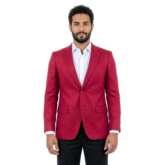 TZ Slim Fit Solid Color Prom Blazer Jacket, Burgundy