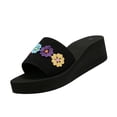 thumbnail image 2 of NexTorq Women's Flower Wedge High Heel Slide Sandals Summer Comfort Nonlip Platform Beach Sandal, Blue, 6, 2 of 7