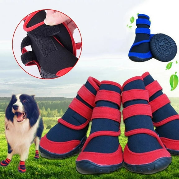 Pet Dog Shoes Puppy Waterproof Anti-slip Rain Shoes Winter Warm Dog Snow Boots Footwear for Large Dogs Outdoor Pet Dog Supplies,L,Blue