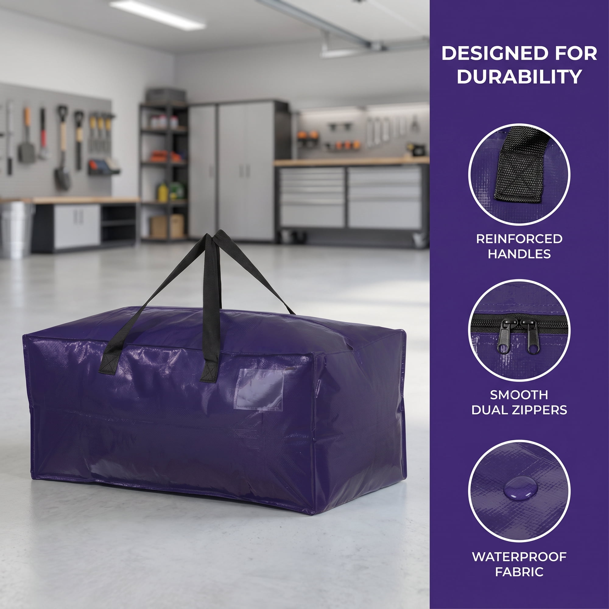 Unique Bargains Spacious PP Packing Bag with Zipper Closure Dark Blue 29.1"x13.0"x14.6"