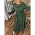 thumbnail image 6 of Women V Neck Short Sleeve Tied Elegant Casual Daily Dress Green 4XL, 6 of 8