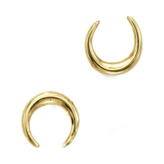 14k Yellow Gold Crescent Moon Stud Earrings