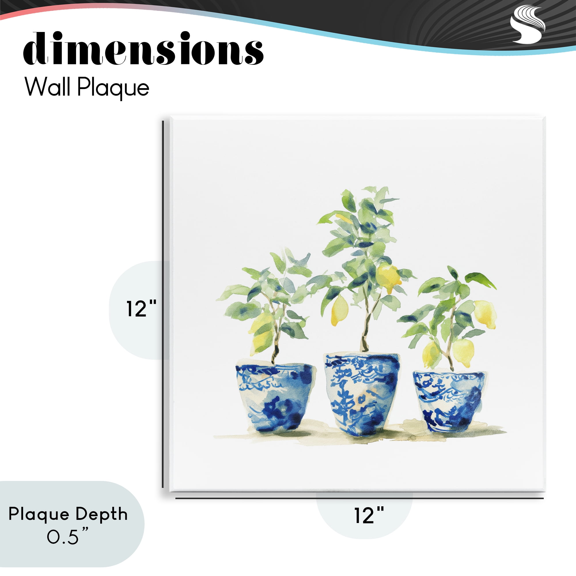 Stupell Industries Lemons In Blue Pots Wall Plaque Art, design by Svetlana Aleynikova