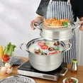 thumbnail image 4 of Costway 3 Tier 11 Inch Stainless Steel Steamer Set Cookware Pot Saucepot Double Boiler, 4 of 12