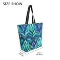 thumbnail image 4 of Open Top Canvas Tote Bag with Zipper Reusable Shopping Bag 13.5x15" Roomy Carryall Elegant Blue Abstract Shapes, 4 of 9