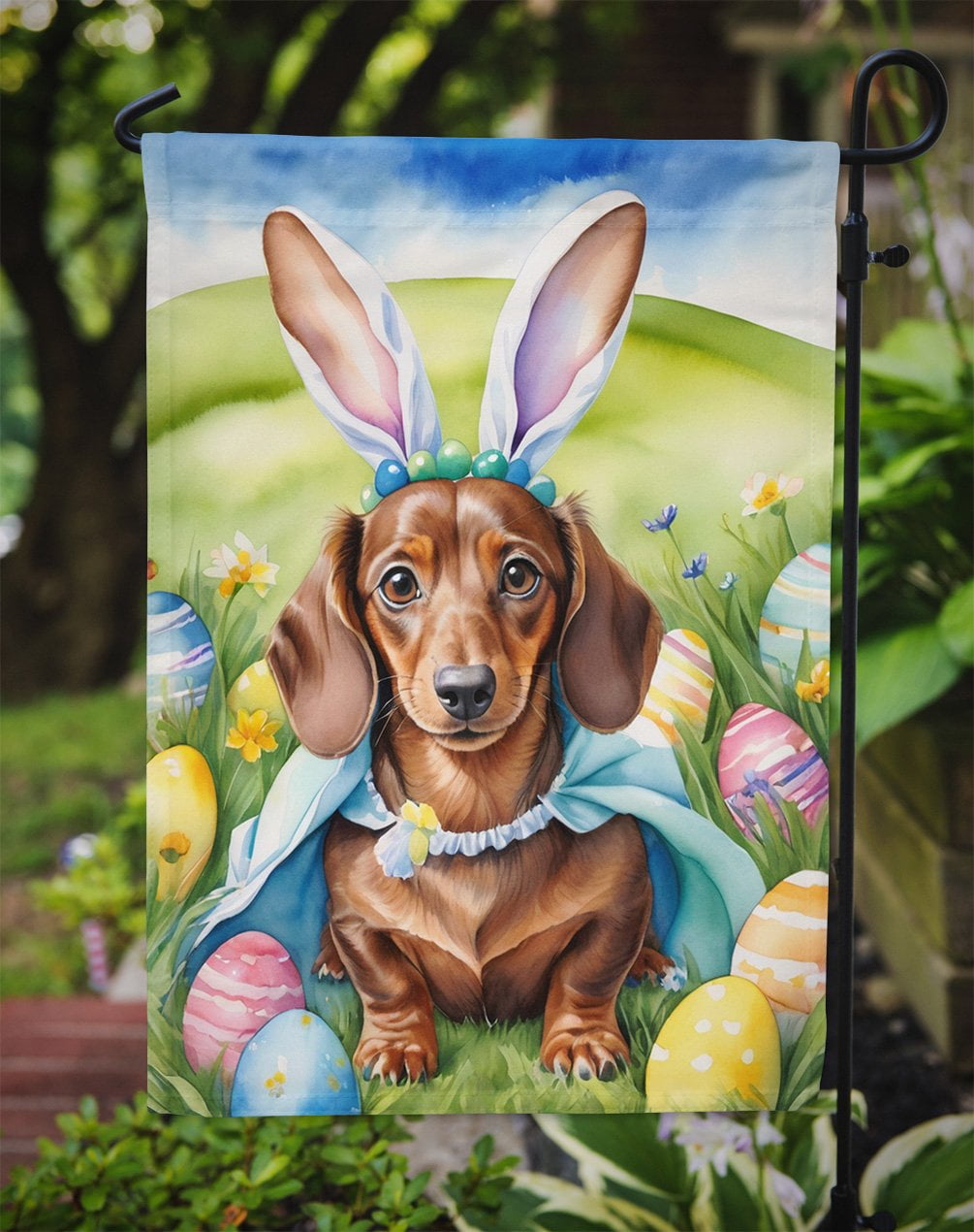 Dachshund Easter Egg Hunt Garden Flag 11.25 in x 15.5 in