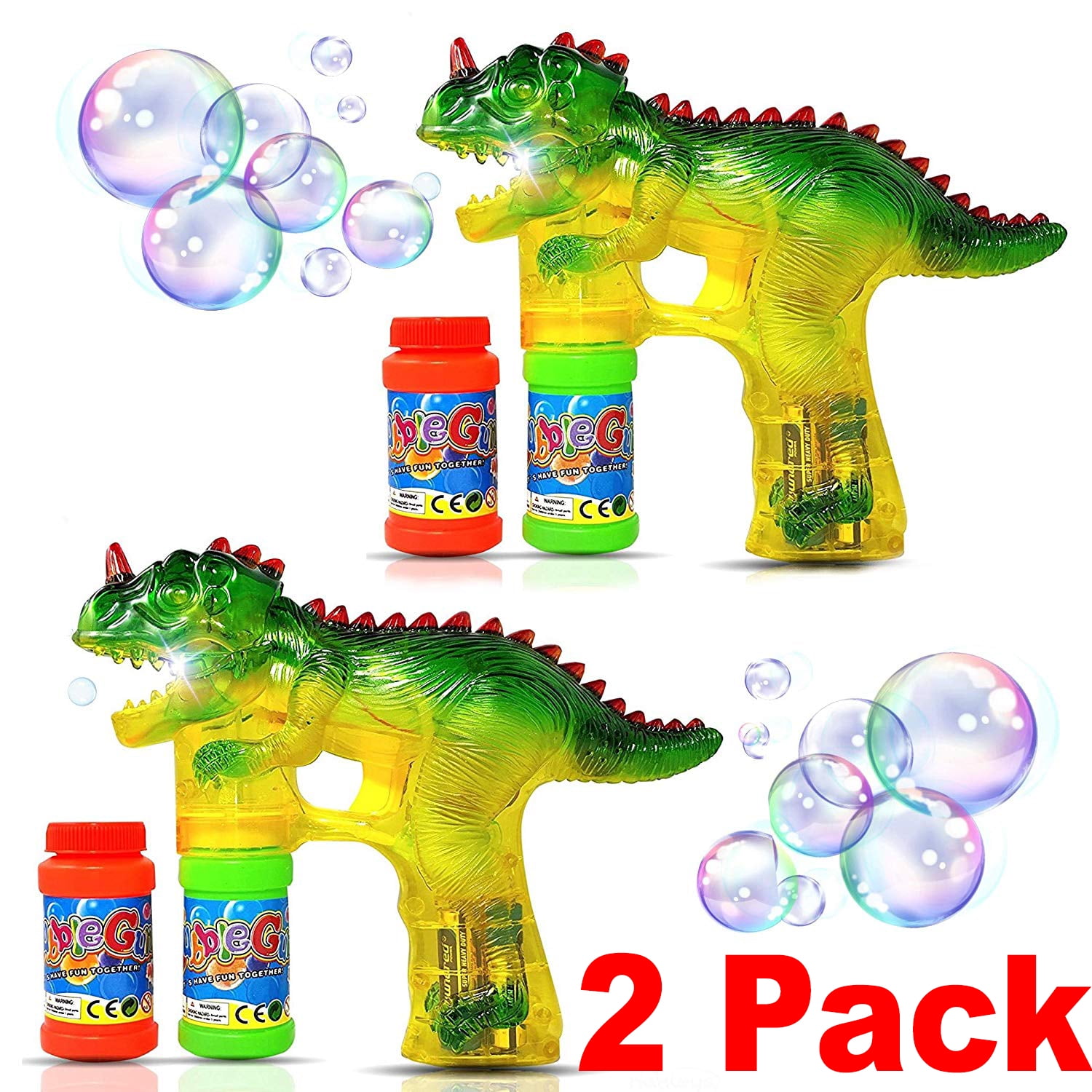 2 LED Light Up Bubble Blower Gun Flashing Lights Squirt Party Favor Summer Toys