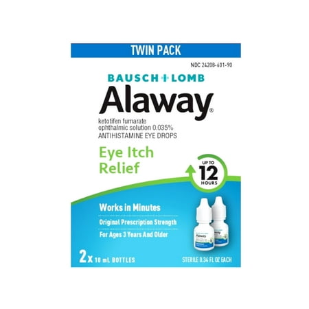 Alaway Allergy Eye Itch Relief Eye Drops, Antihistamine, 0.34 Fl Oz (Pack of 2)