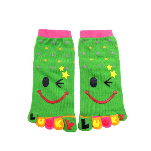 INSPIRE CHIC Unisex Dots Pattern Elastic Cuffs Ankle Length Toe Socks Green