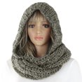 thumbnail image 7 of Cheers.US Autumn Winter Women Outdoor Thick Warm Keeping Solid Color Knitted Hooded Scarf, 7 of 7