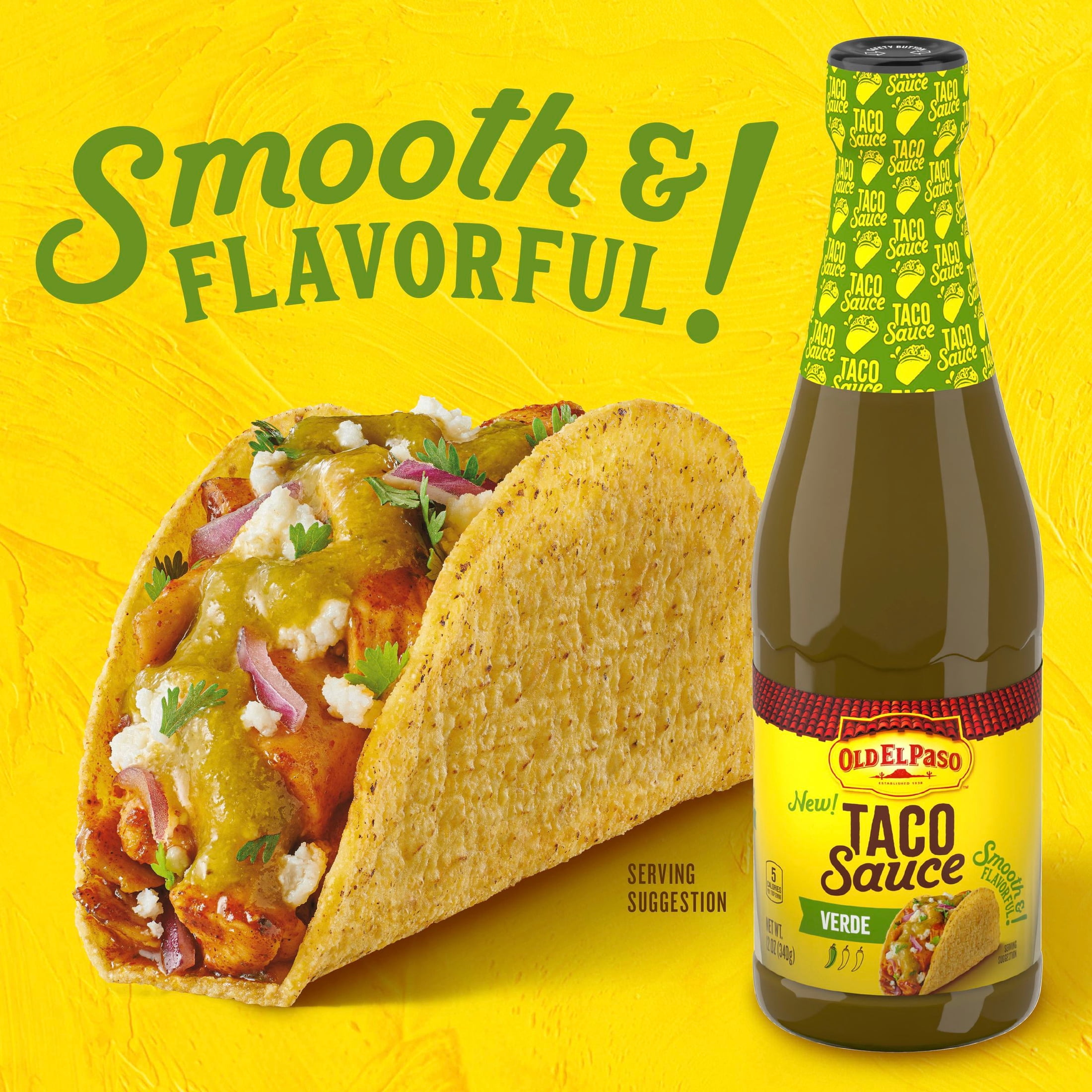 (2 pack) Old El Paso Verde Taco and Enchilada Sauce, Mild, Meal Prep, 12 oz