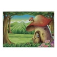 thumbnail image 1 of Mushroom Cutting Board, Shroom House Land Mountain Daisies Surrounding Woods Mountain, Decorative Tempered Glass Cutting and Serving Board, Small Size, Scarlet Pale Brown Green, by Ambesonne, 1 of 1