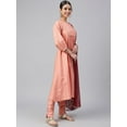 thumbnail image 5 of Janasya Indian Women's Peach Poly Silk Solid Kurta with Pant and Dupatta, 5 of 9
