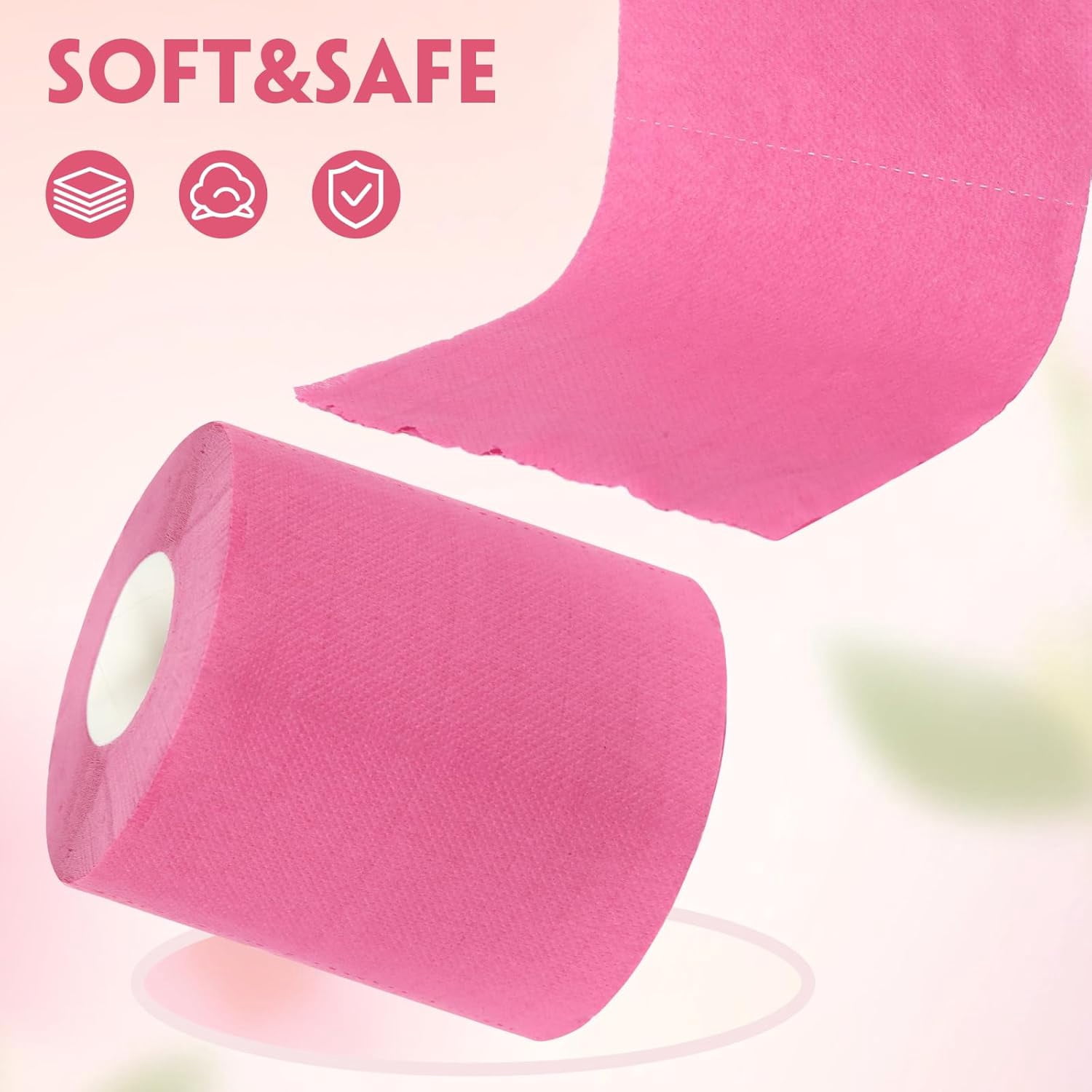 8 Rolls Colored Toilet Paper Multicolor Funny Novelty Toilet Paper Gift Sustainable and Soft for Home Decoration, Office, Halloween, Fall, Xmas Party, Camping, Travel(Light Pink,Peach Pink)