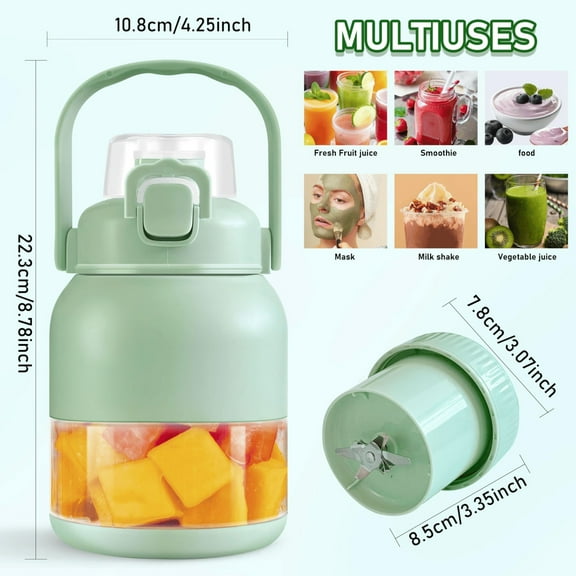 Wireless Portable Juice Machine,Portable Blender Personal Blenders for Shakes and Smoothies,Rechargeable USB with BPA Free Cup and Lid,Mini Small Blenders Cup for Kitchen Office Travel Gym