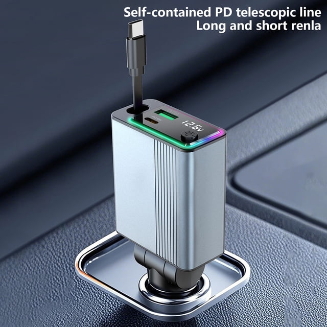 Binmer Car Charger Super Fast Charging Breathing Ambiance Light One To Three Cigarillo Lighter Conversion Expandable Flash Charging
