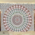 thumbnail image 4 of Bless International Indian hippie Bohemian Psychedelic Golden Blue Peacock Mandala Wall hanging Bedding Tapestry (Floral Gold, King (88x104Inches)(225x265Cms)), 4 of 4