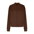 thumbnail image 4 of Vinsonshop Bomber Jacket for Women Womens Jackets Casual Light Weight Jackets Womens Light Jackets for Women Full Zip Jacket Casual Outerwear Lightweight Jacket Women Brown XXL, 4 of 8