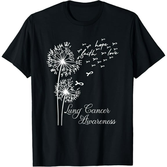 Faith Hope Love Dandelion Lung Cancer Awareness Fighters T-Shirt