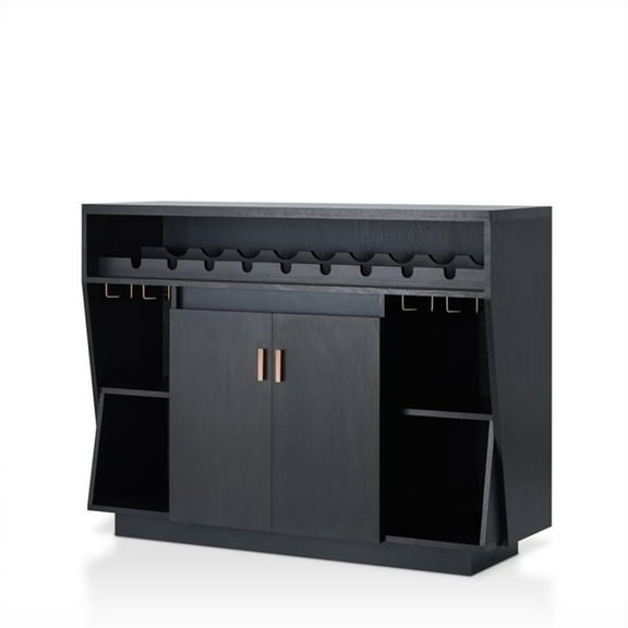 Bowery Hill Modern Wood Multi-Storage Buffet Cabinet in Black