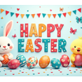 thumbnail image 4 of LUUFILx Easter Bunny Chick Happy Easter Banner Spring Festival Decoration Backdrop Colorful Eggs Photography Props Holiday Party Supplies Children's Room Decor, 4 of 7