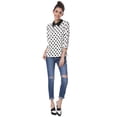 thumbnail image 3 of Disfraz de Halloween Allegra K para mujer Polka Dots Contraste Peter Pan Collar Top 3/4 Mangas Blusa Camisa Blanco S, 3 of 7