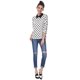 thumbnail image 3 of Disfraz de Halloween Allegra K para mujer Polka Dots Contraste Peter Pan Collar Top 3/4 Mangas Blusa Camisa Blanco S, 3 of 7