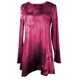 thumbnail image 4 of Camiseta informal con dobladillo irregular y cuello alto estampado de manga larga y cuello redondo para mujer Pompotops  gfhjh16886, 4 of 5