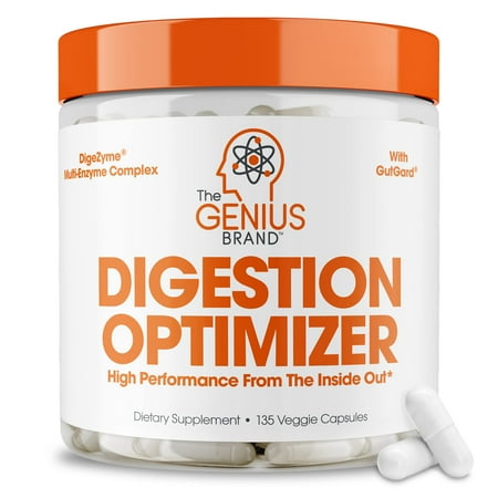 The Genius Brand Genius Digestion Optimizer - Digestive Supplement for Gut Health & Immune Support - No Proprietary Blends - Vegan, Non-GMO & Gluten-Free - 135 Veggie Capsules