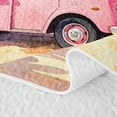 thumbnail image 5 of Castle Fairy Watercolor Ice Cream Truck Twin Quilt Set,Beach Summer Print Twin Coverlet Set for Bedroom,Pink Blue, 5 of 7